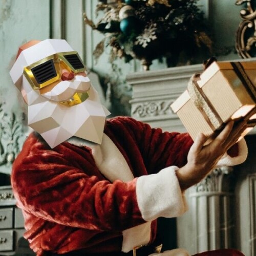 크리스마스 산타 클로스 DIY 종이 파티 가면 이벤트 마스크