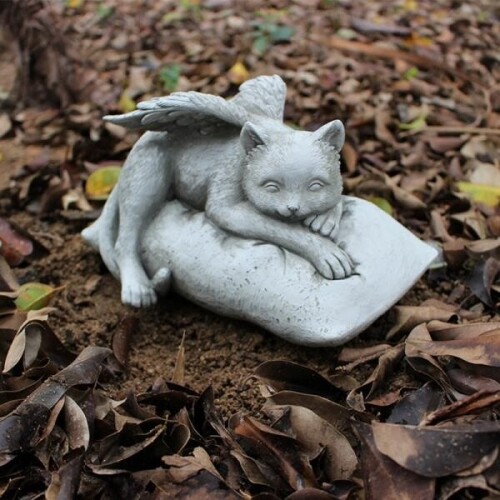 귀여운 정원 천사 고양이 동물 조각상 장식 조경 소품