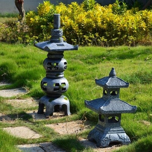 일본식 앤틱 정원 대형 모조 석탑 태양광 무드등 조명