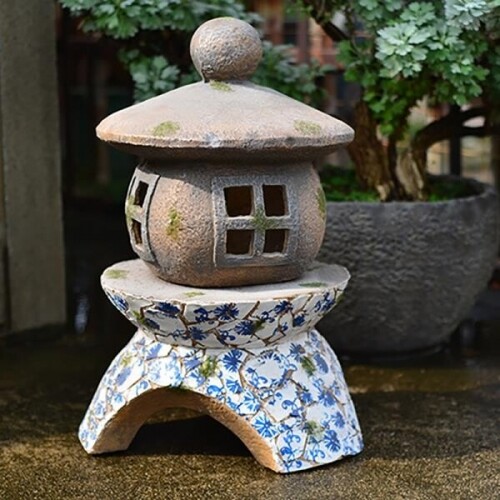 일본식 정원 램프 모조 석탑 가드닝 태양광 조명 장식