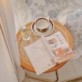 귀여운 등나무 레트로 미니 커피 테이블 침대 탁자