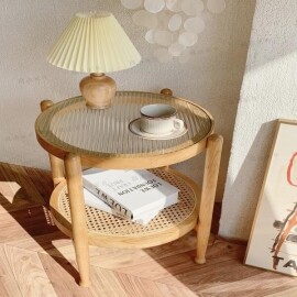 일본식 라탄 레트로 커피 테이블 카페 로비 탁자 가구