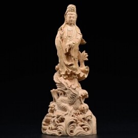 회양목 나무 조각상 관음 불상 불교 부처님 장식 소품