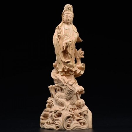 회양목 나무 조각상 관음 불상 불교 부처님 장식 소품