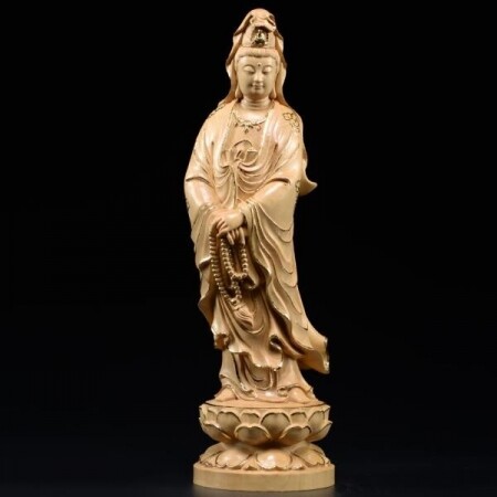회양목 관음 나무 조각상 불상 장식 불교용품 부처님 석가모니