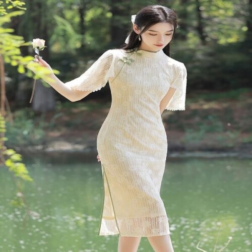 레이스 중국 차이나 드레스 무대의상 셀프 웨딩 결혼 소품