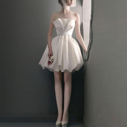 프랑스 오픈숄더 셀프웨딩 파티복 웨딩 드레스 원피스
