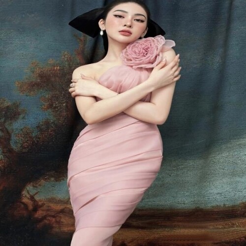프랑스 감성 핑크 무대의상 공연 행사 파티복 드레스 웨딩