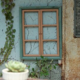 유럽 빈티지 정원 가드닝 벽장식 페이크 윈도우 창문