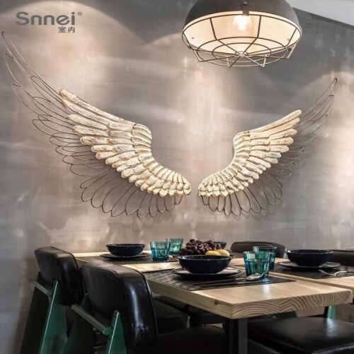 북유럽 천사 날개 배경 로비 카페 인테리어 장식 금속공예