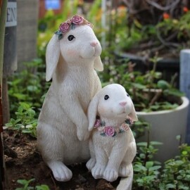 북유럽 레트로 토끼 동물 정원 장식 귀여운 조각상 소품