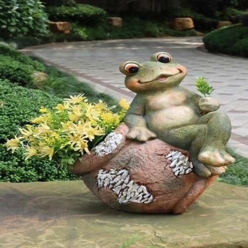 북유럽 개구리 동물 깨진 항아리 화분 장식 원예 정원 조각상
