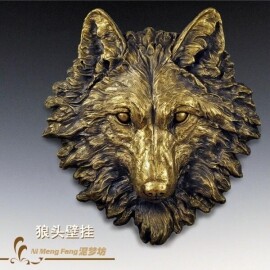 늑대 거실 로비 동물 헌팅 트로피 인테리어 벽 장식