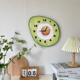 귀여운 아보카도 어린이방 과일 무소음 벽시계 시계