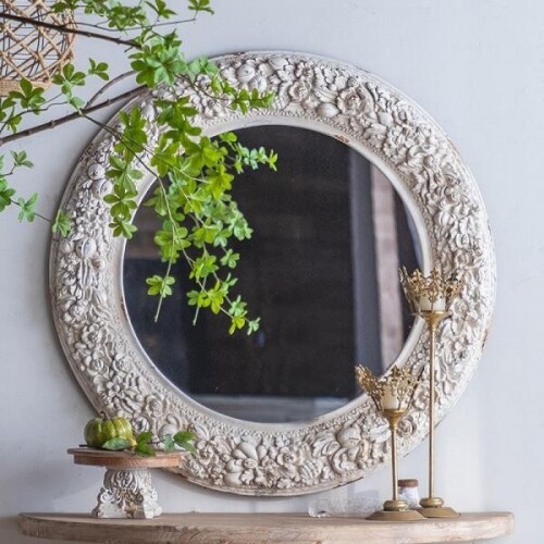 프랑스 앤틱 감성 인테리어 벽걸이 원형 라운드 거울