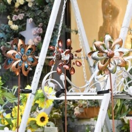 북유럽 풍차 바람개비 정원 태양광 조명 풍향계 장식