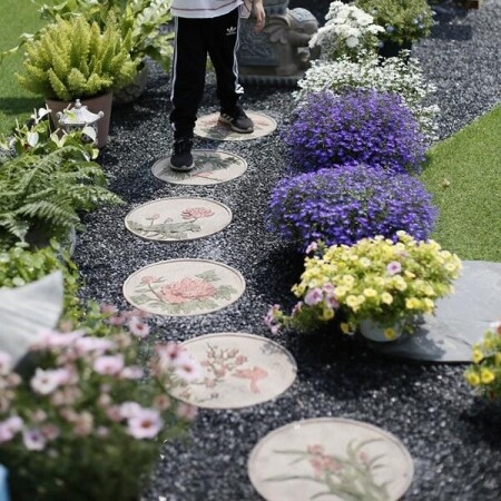 아름다운 정원 발판 징검다리 디딤돌 전워주택 장식 바닥 타일 포석