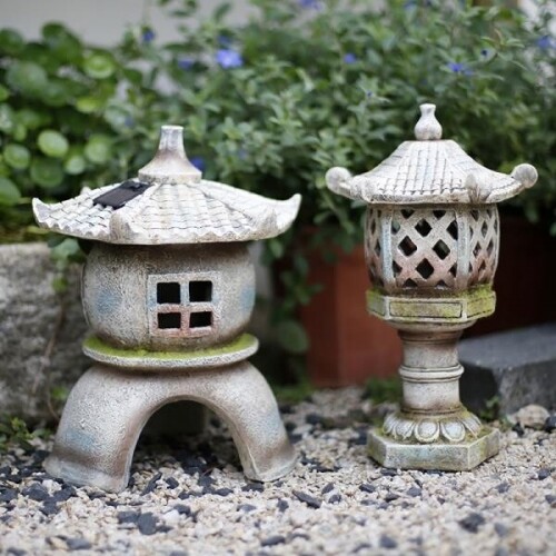 일본 레트로 빈티지 정원 태양광 조명 무드등 석탑 장식