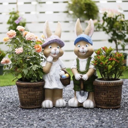 귀여운 북유럽 토끼 정원 화분 동물 조각상 장식 소품