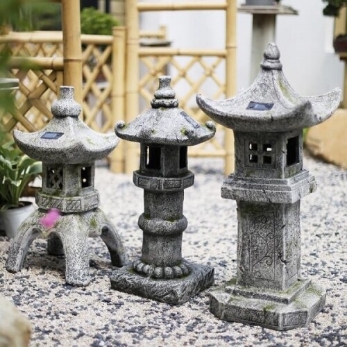 일본 레트로 빈티지 정원 태양광 조명 무드등 석탑 방수 장식