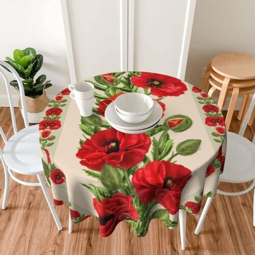 꽃 플라워 레트로 원형 테이블 식탁보 덮개 커버 인테리어