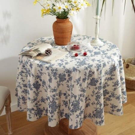 플라워 라운드 원형 테이블 탁자 식탁보 커버 덮개 장식 앤틱