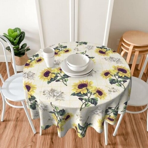 해바라기 북유럽 식탁보 귀여운 원형 테이블 탁자 커버