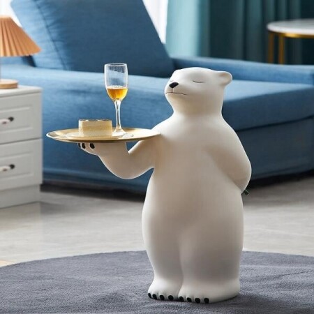 유럽 북극곰 식탁 거실 인테리어 동물 조각상 테이블
