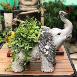귀여운 코끼리 동물 레트로 가드닝 정원 화분 조각상