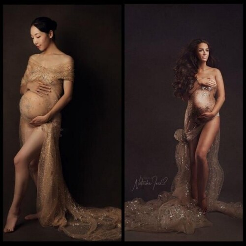 만삭 임산부 임신 출산 기념 촬영 쉬폰 드레스 의상
