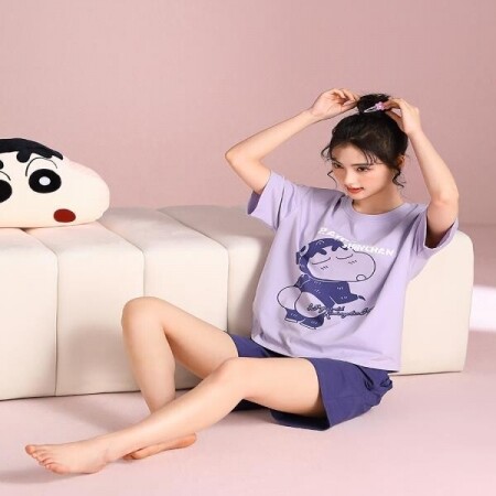 짱구 캐릭터 여성 잠옷 여름 반팔 파자마 홈웨어