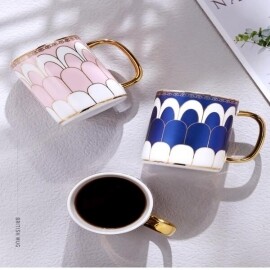 유럽 스타일 세라믹 럭셔리 커플 물 컵 티 커피 뚜겅 스푼 머그 잔