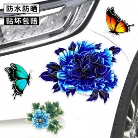 체리 자동차 커버 블루 컬러 나비 장식 스티커