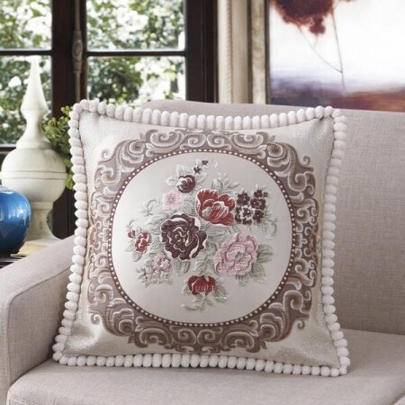 유럽식 자수 꽃무늬 쿠션 베개 쇼파 침실 인테리어