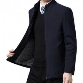 남성 정장 양복 중년 자켓 숏카라 패딩점퍼 차이나넥 겨울코트 누빔 기모재킷
