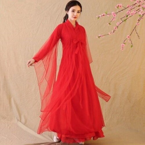 중국 전통 선녀 중국 의상 한복 치파오 롱 코스튬 테마의류  레드 원피스