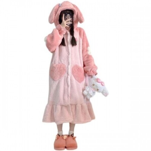 코스프레 의상 극세사 수면 귀여운 원피스 여잠옷 파자마파티 후드 홈웨어
