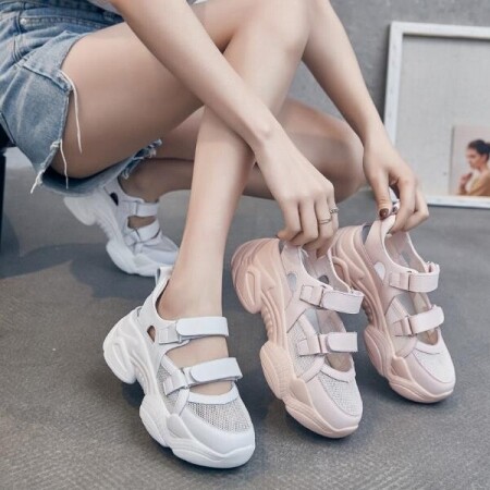 여성  캐주얼통굽 샌들 키높이 운동화 메쉬 신발
