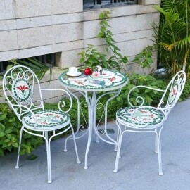 야외 발코니 의자 테이블 세트 유럽식 정원 테라스 카페 철제 원형 장식