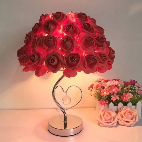 로맨틱 장미 크리스탈 조명 램프 테이블 침실 무드 J8A