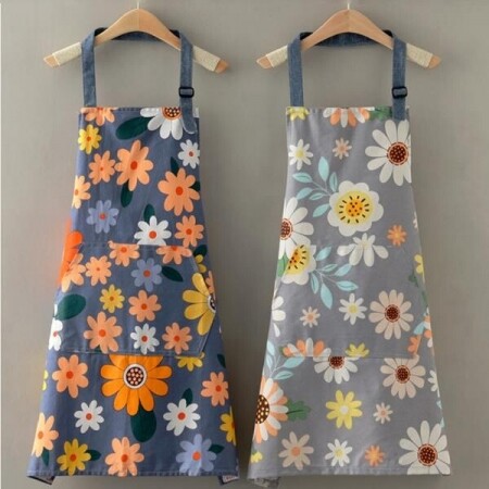 앞치마 패션 디자인 주머니 요리 방수 꽃  데님 작업용 꽃꽃이 카페 유니폼 가정용