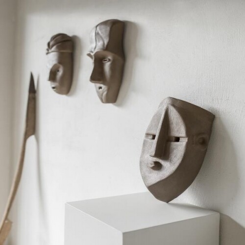 아프리카 테라코타 추상 얼굴 아트 미술 장식 조각상